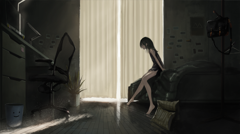 anime, anime girls, indoors, interior, legs, barefoot