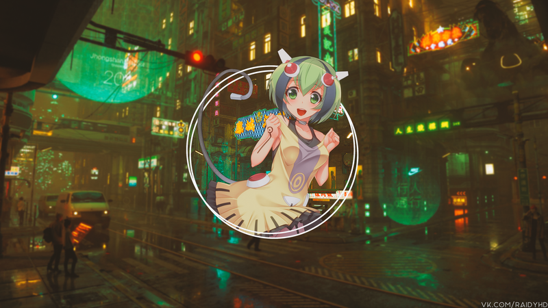 anime, anime girls, picture-in-picture, green eyes, green hair