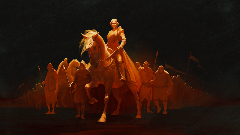 digital art, artwork, video games, women, Gwent, Thronebreaker: The Witcher Tales, horse, army