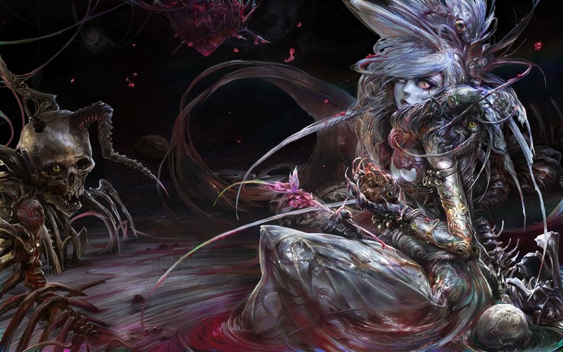 women, drawing, anime girls, horror anime