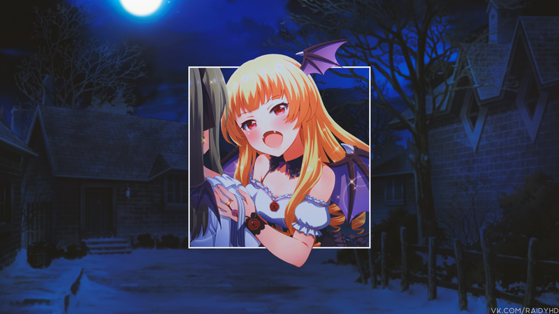 anime, anime girls, picture-in-picture, vampires, open mouth