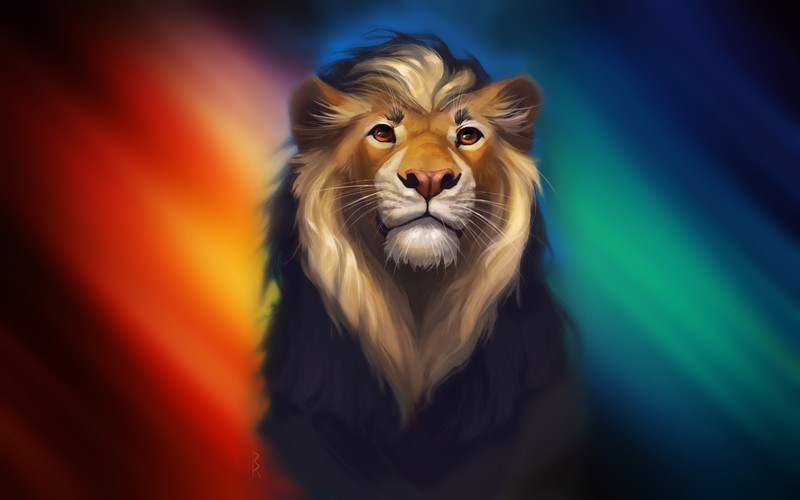 lion, artwork, digital art, colorful, animals