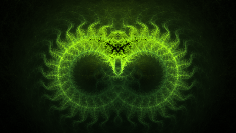 abstract, fractal, symmetry, digital art, shapes, green