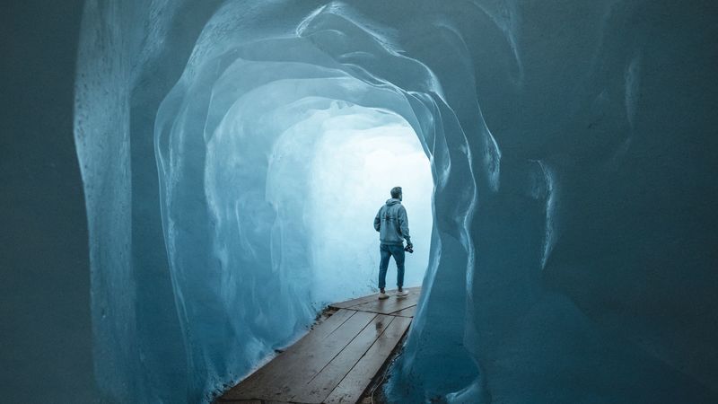 cave, glacier, rhone glacier, obergs, switzerland, 4k
