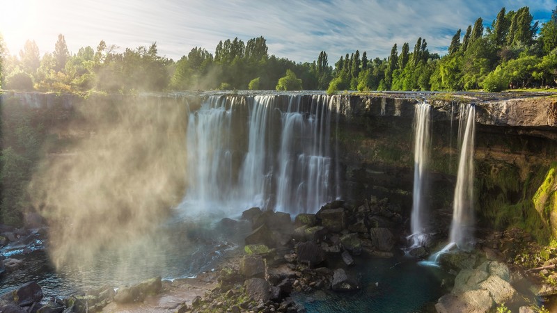 nature, waterfall, trees, landscape