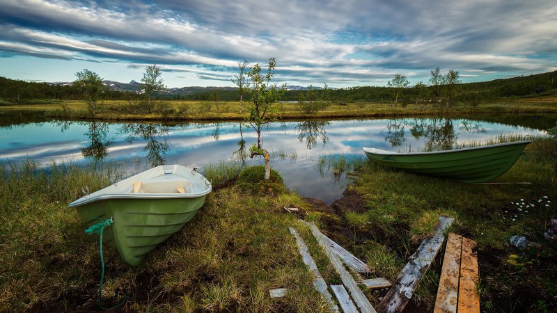 landscape, nature, boat, lake