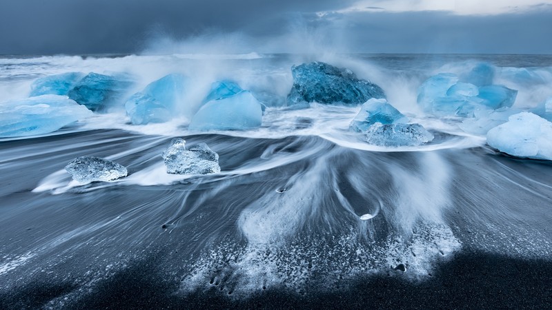 ice, nature, sea, blue