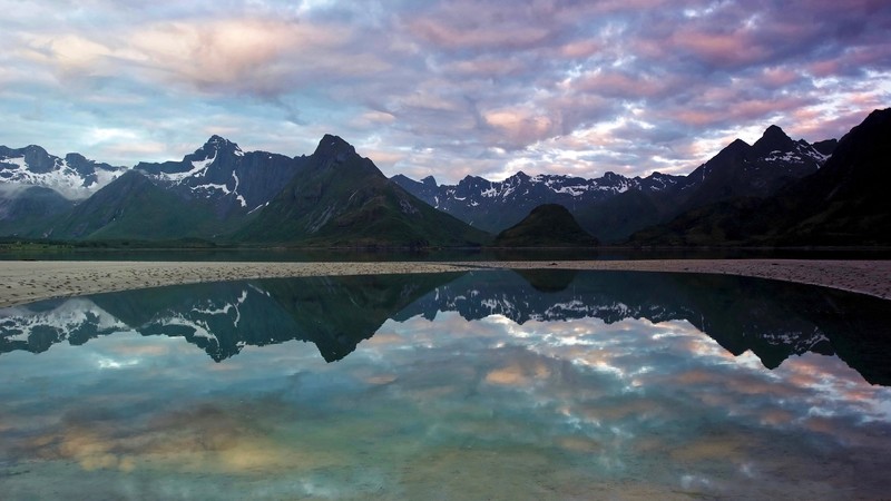 mountains, water, reflection, landscape, nature