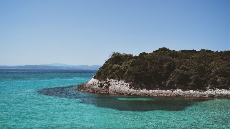 island, ocean, water, horizon, 4k