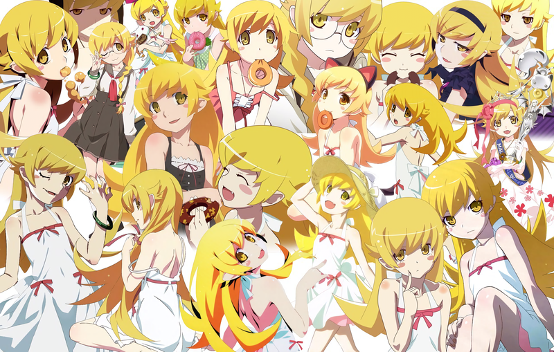 anime, Monogatari Series, anime girls, Oshino Shinobu, blonde, loli, yellow, vampires