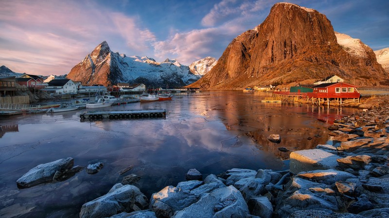 nature, water, landscape, mountains, boat, Lofoten