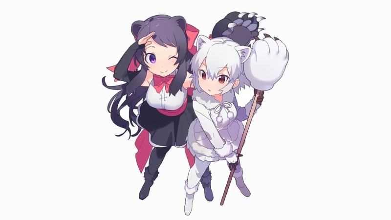 anime girls, simple background, white background, brown eyes, purple eyes
