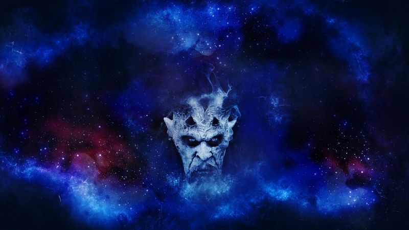 demon, devil, art, starry sky, gloomy, 4k
