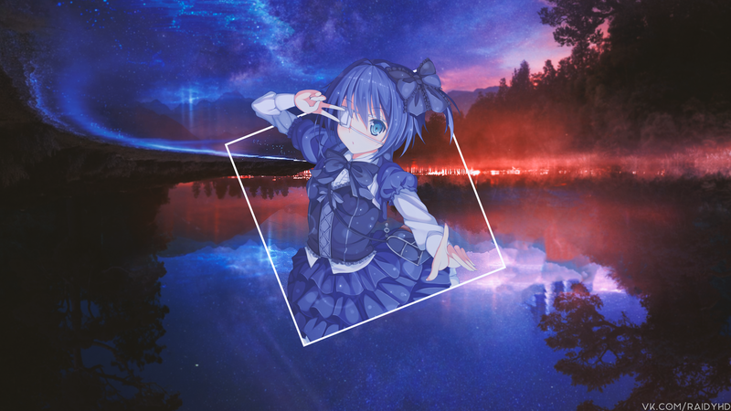 anime, anime girls, picture-in-picture, blue eyes, blue hair
