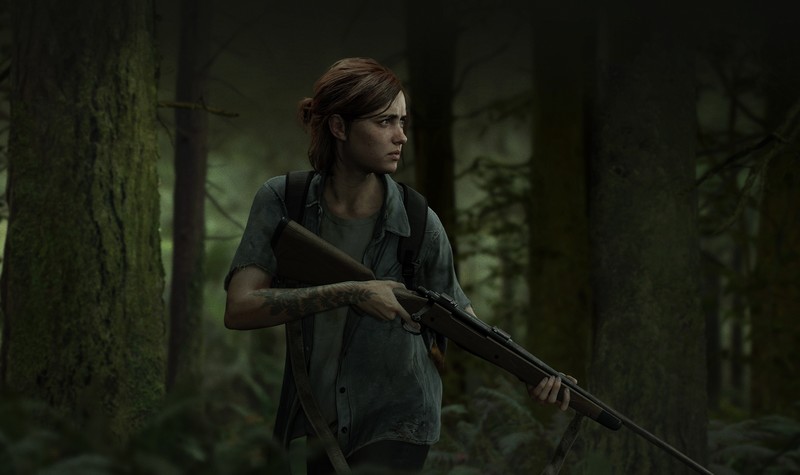 Ellie, protagonist, gun, video games, forest, tattoo, apocalyptic, rifles, The Last of Us 2