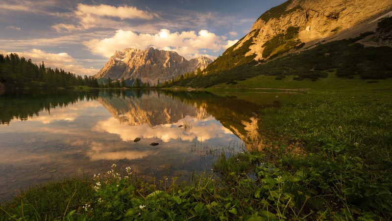 reflection, nature, water, landscape, mountains