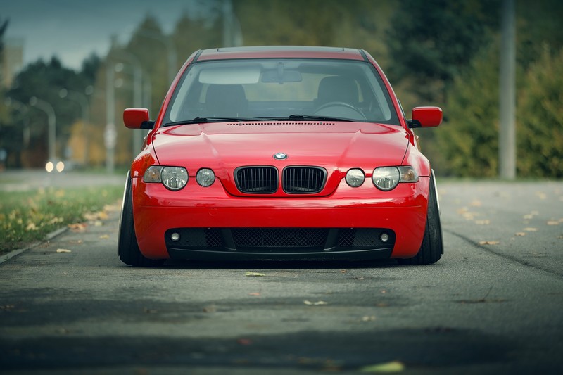 BMW, Stance, Work Wheels, red, car, BMW E46/5, BMW 3 Series, frontal view