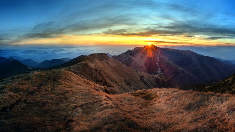 sky, sunlight, mountains, nature, landscape