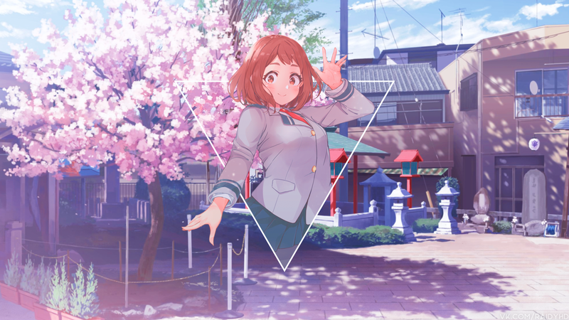 anime, anime girls, picture-in-picture, Uraraka Ochako, Boku no Hero Academia