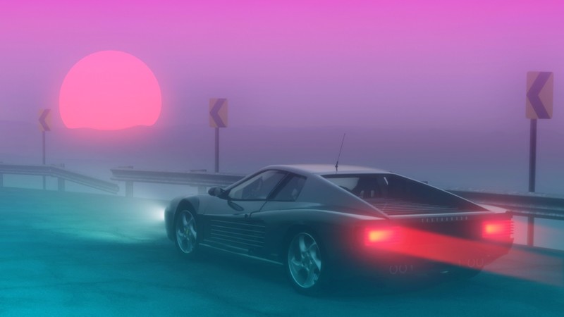 car, vehicle, synthwave, artwork, Ferrari, Ferrari Testarossa