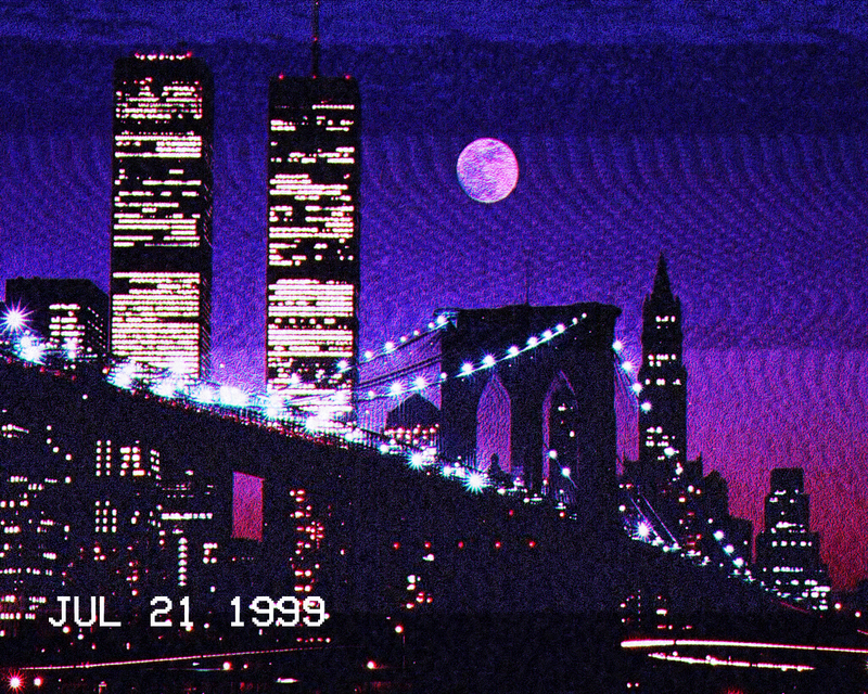 Twin Towers, World Trade Center, New York City, vaporwave