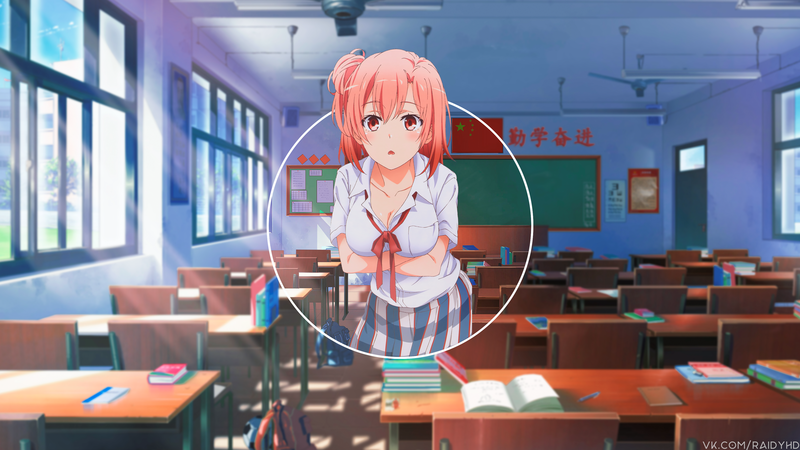 anime, anime girls, picture-in-picture, boobs, school