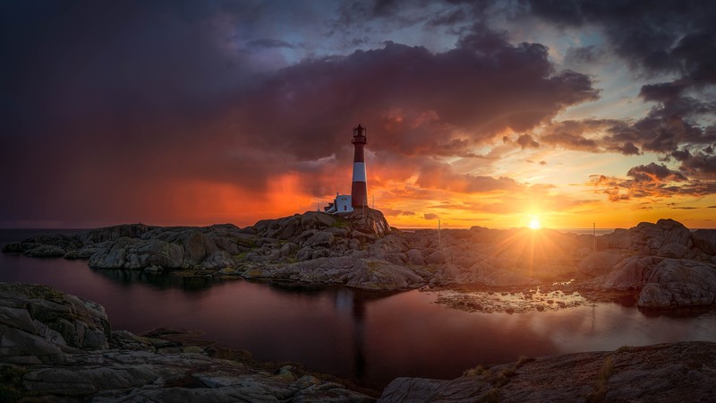 lighthouse, sky, sunlight, dark, clouds