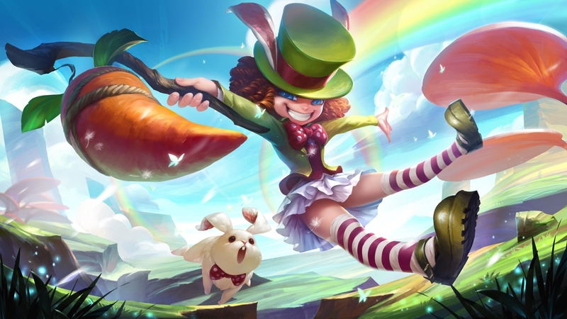orange, shan, cgflash, hat, fantasy, girl, green, running, bunny, carrot, funny, pink, blue