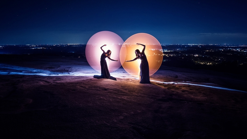 dancers, music, women, sea, beach, gothic, moonlight, dance, firefox persona theme, night