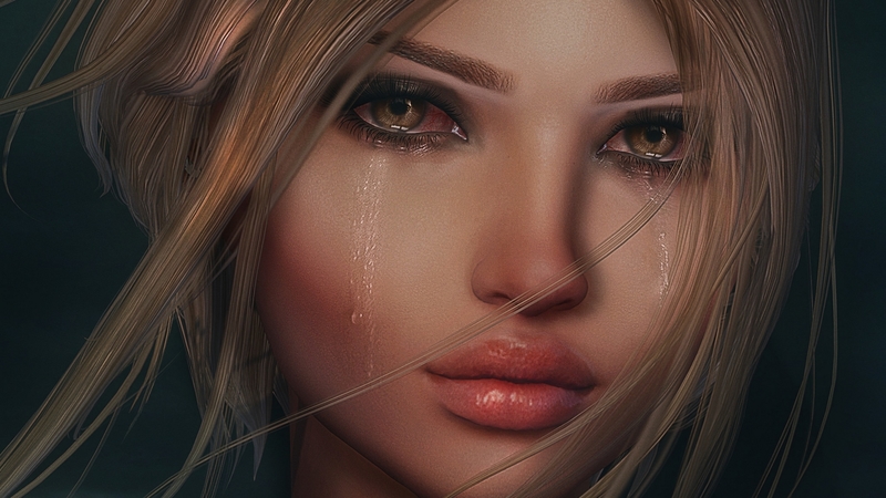 girl, face, tears, sadness