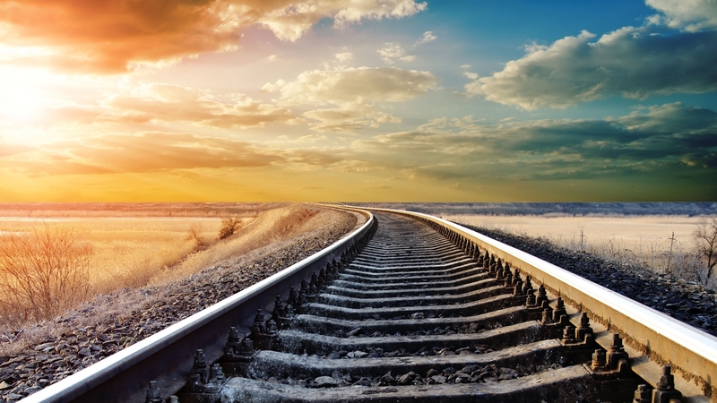 railroad, trains, travel, west, sky, cloudds, train track, prairie, firefox persona theme