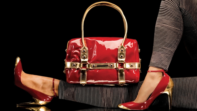 beautiful, woman, gold, purse, stilettos
