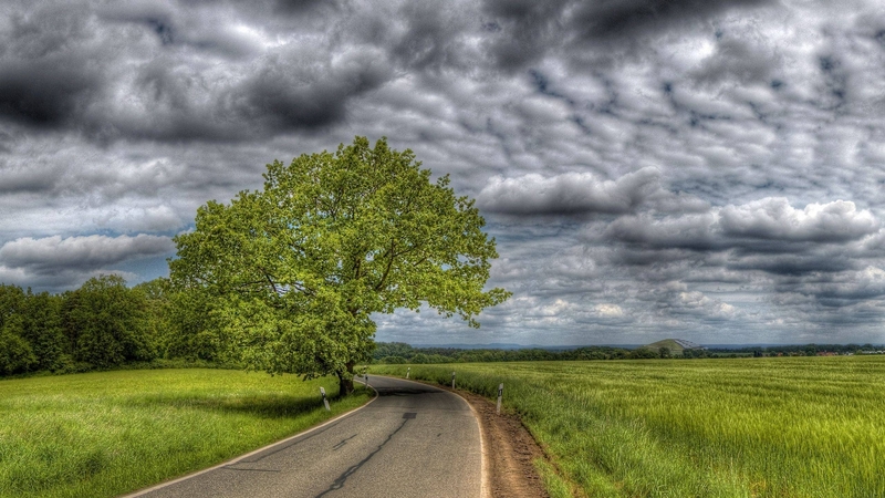 cool, cloudy road, nature, fun, field
