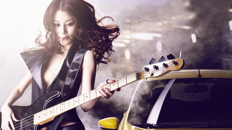 guitar, woman, sexy, muisc