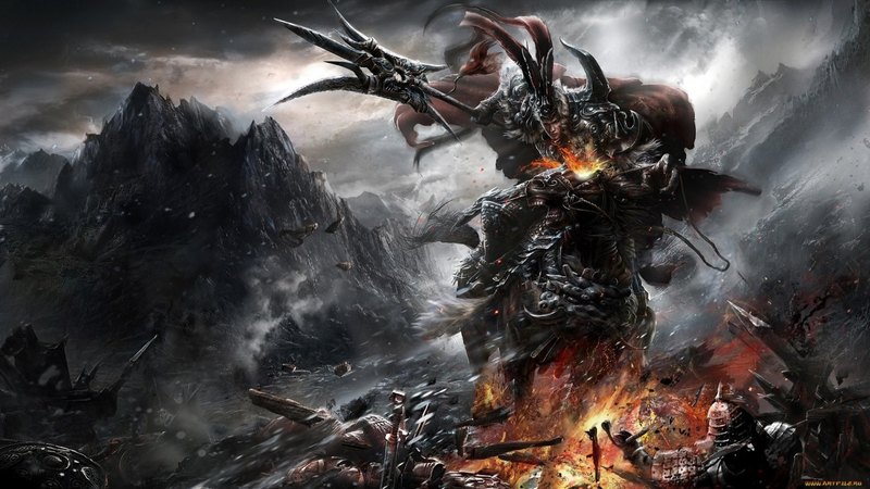mountain, beast, warrior, battle