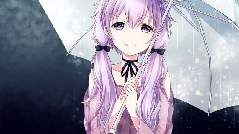 umbrella, yuzuki yukari, rain, happy face