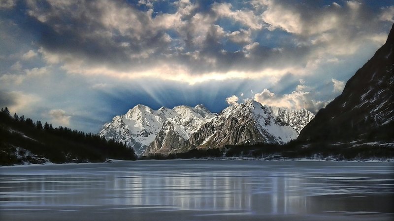 mountains, nature, clouds, lake, landscape