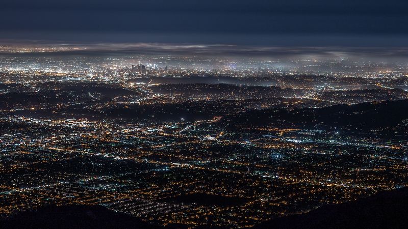 night city, top view, city lights, metropolis, lighting, 4k