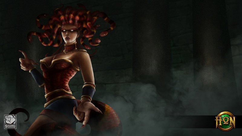 art, fantasy, girl, heroes of newerth, medusa, game, woman, snake