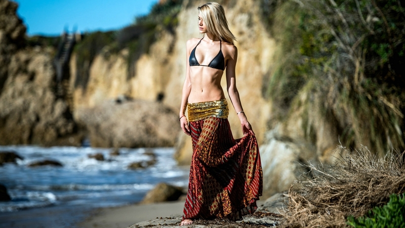 beach, blonde, model, bikini
