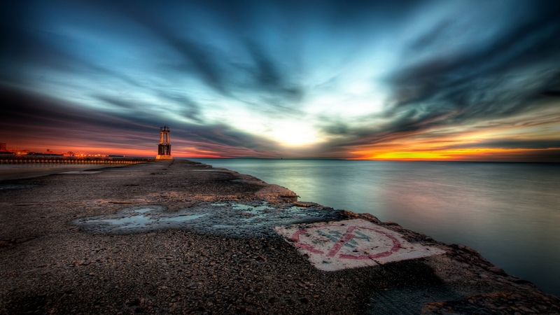 nature, sunset, clouds, sky, lighthouse, sea