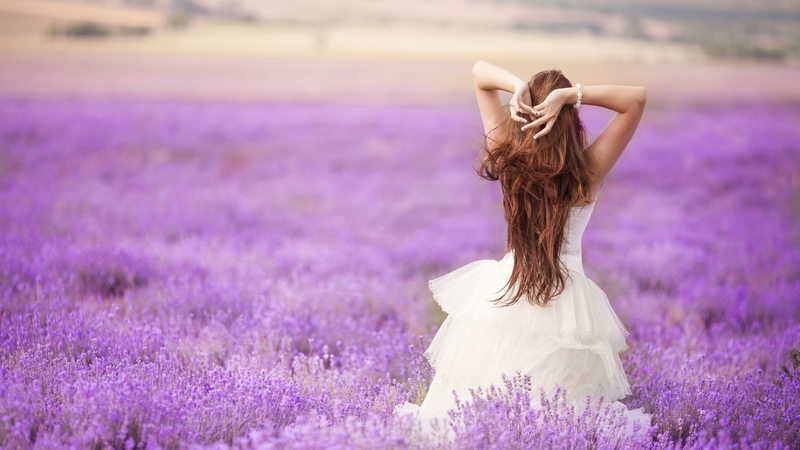 girl, hands, flowers, dress