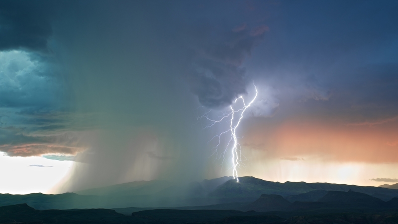 sky, lightning, nature, storm, mountain