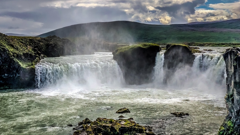 waterfall, nature, landscape, iceland, river