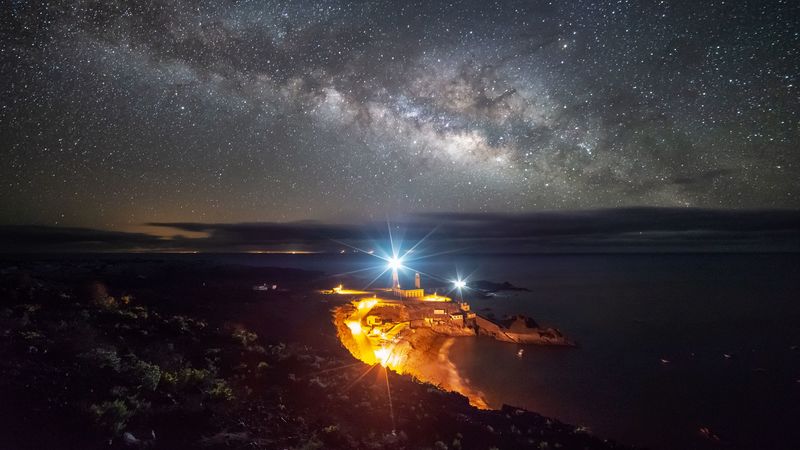 starry sky, la palma, spain, night, lighting, 4k