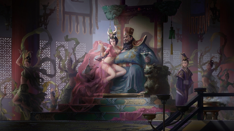 corn zhang, favourite, art, king, fantasy, throne, girl, pink, luminos
