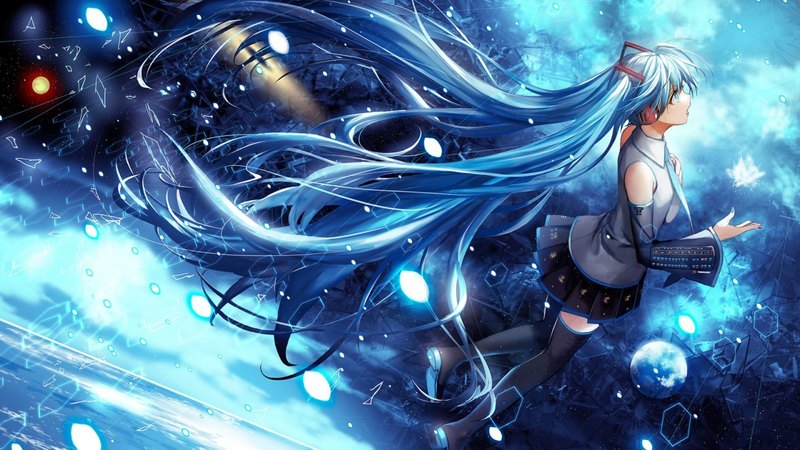 pretty, hd, cg, hatsune miku, beautiful, magic, sweet, nice, fantasy, twin tail, anime, beauty, anime girl, vocaloids, long hair, vocaloid, female, lovely, twintail, miku, twintails, twin tails, hatsune, girl, blue hair, aqua hair, petals, miku hatsune