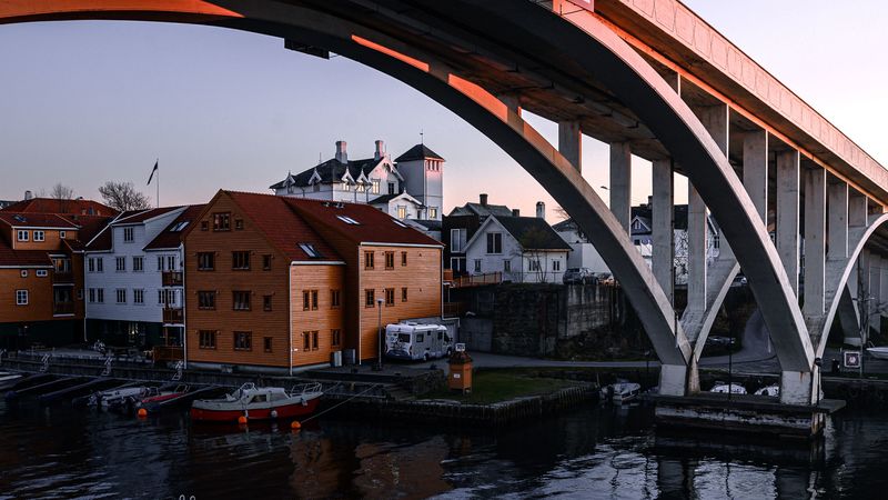 houses, bridge, city, 4k