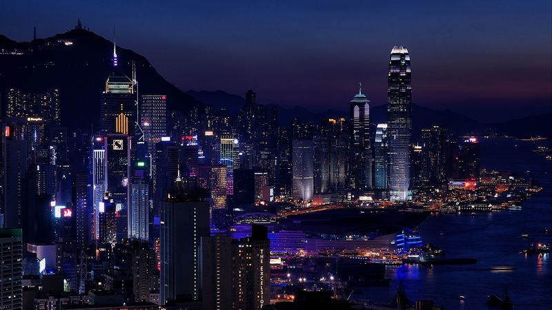 night city, city lights, metropolis, skyscrapers, hong kong, 4k