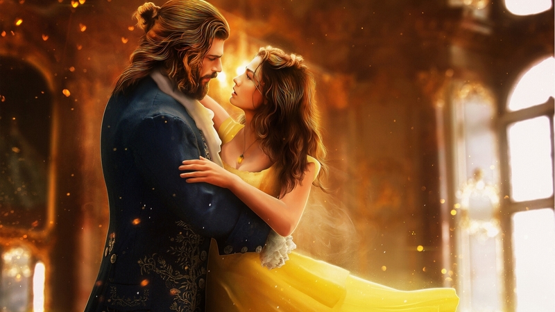 princess, can, beauty and the beast, luminos, sanem, yellow, belle, man, hosne qanadelo, fantasy, girl, dance, disney